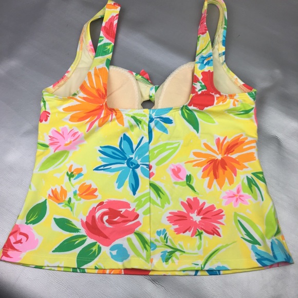 Women Vintage Floral Push Up Two Pieces Tankini Swimdress
